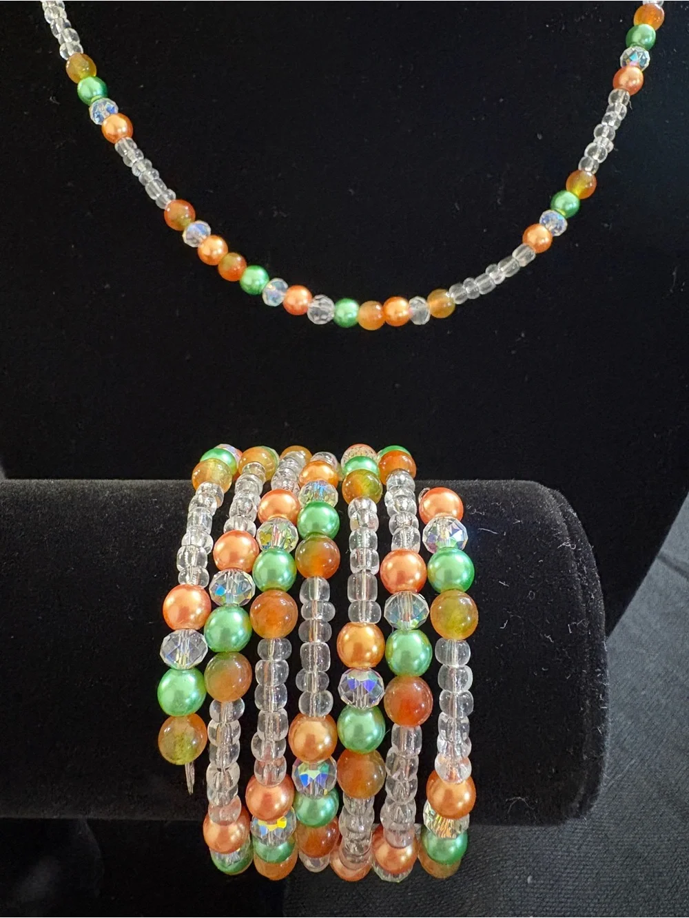Multicolor Beaded Necklace and Bracelet Set